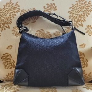 DKNY Black Logo Leather Trim Handbag